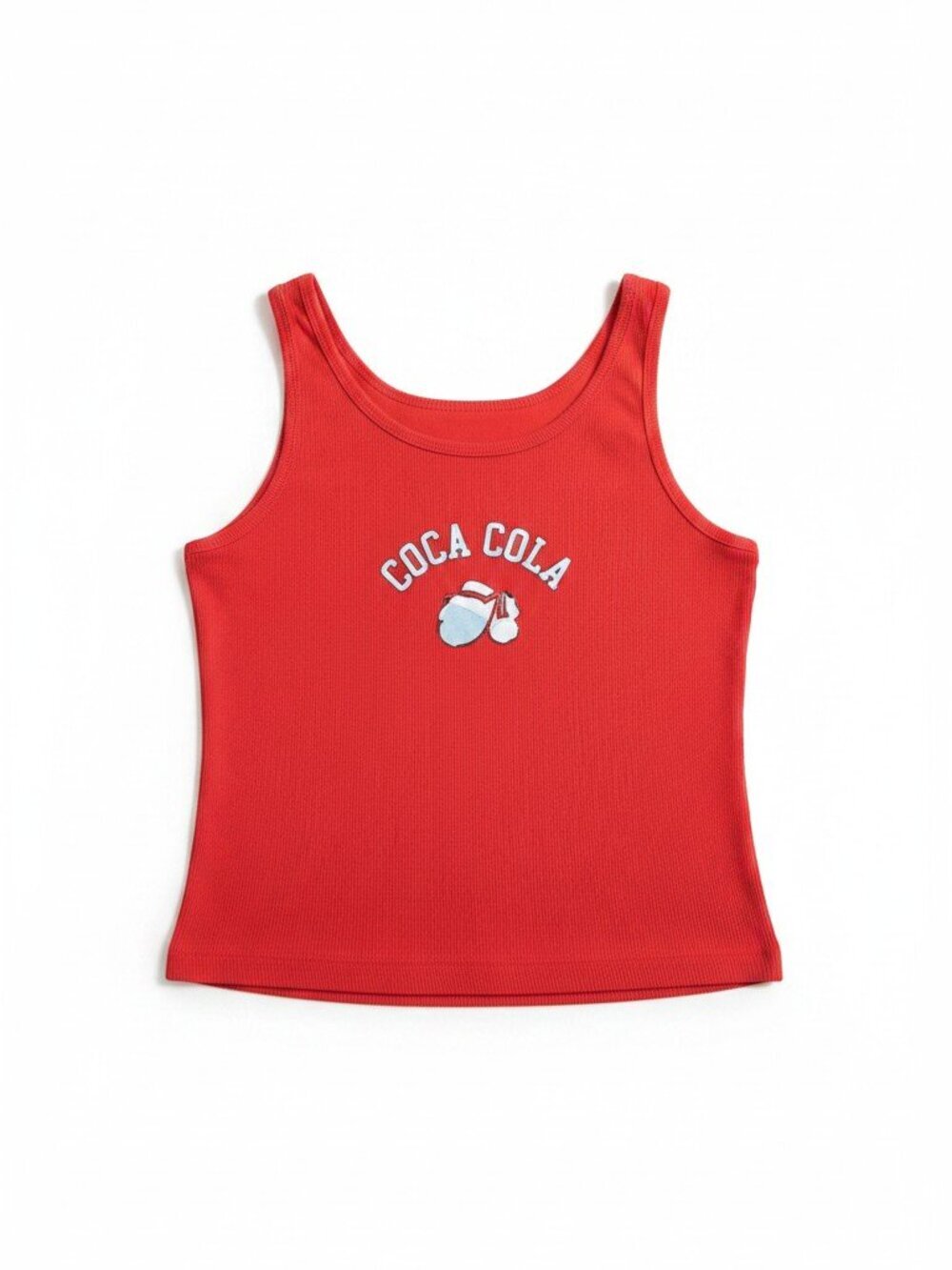 Y2K Coca Cola Polar Bear Crop Tank Top - Red Retro Baby Tee XS/Small